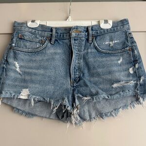 Agolde Light Blue Distressed Jean Shorts